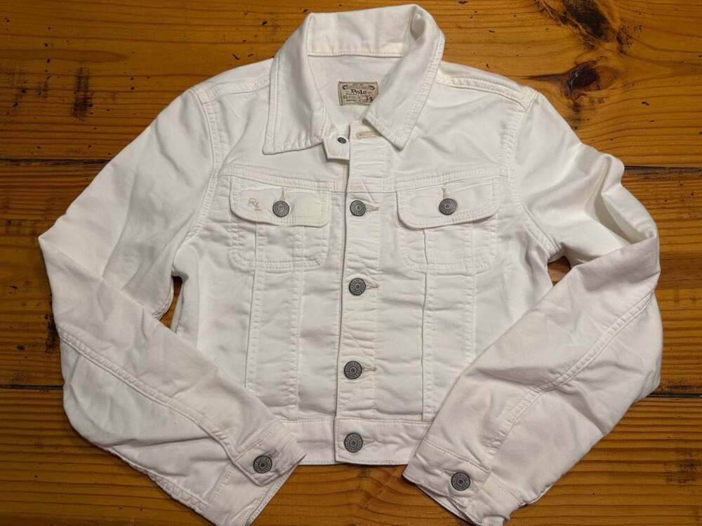 Polo Ralph Lauren White Denim Trucker Jacket Youth Size 14